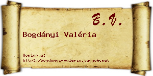 Bogdányi Valéria névjegykártya
